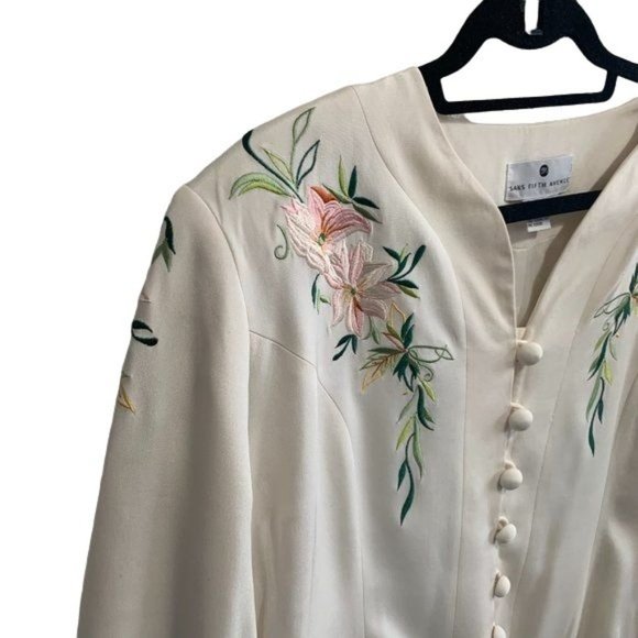 Vintage Saks Fifth Ave Silk Embroidered Blazer 16 - Picture 8 of 10